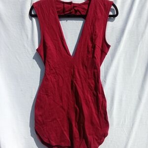 Lovely Day Deep V Sleeveless Tank Top - Burgundy Red